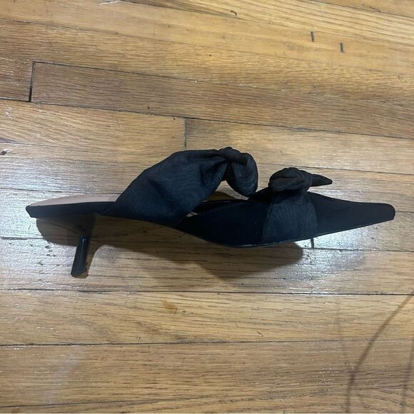 Zara Bow Knotted Kitten Heel Pointed Toe Shoes - Picture 11 of 14